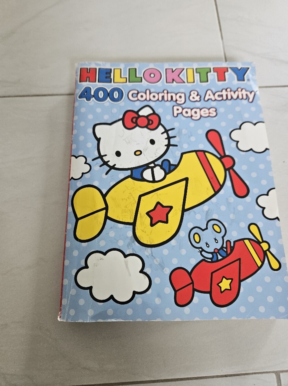 Hello Kitty Blue Cover Coloring & Activity Book with Yellow & Red Planes